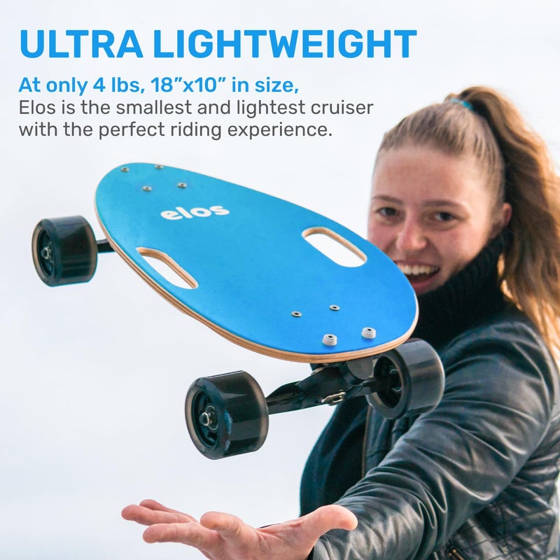 ELOS Mini Longboard Cruiser Skateboard for Adults & Kids, Lightweight Portable Wooden Board with Handle, Big Soft Wheels for Smooth Rides, Durable & Easy to Carry. Ideal for Beginners - Image 5